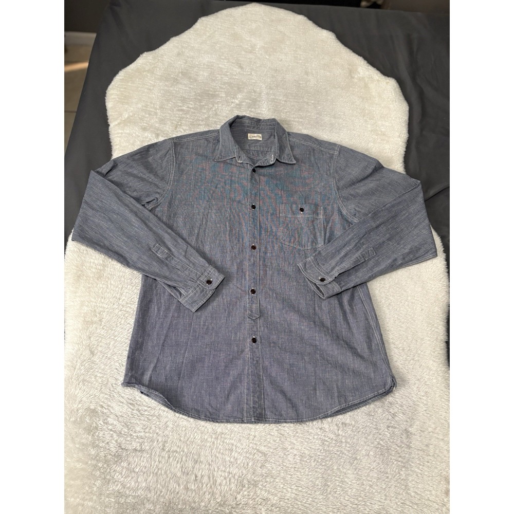 J.S. HOMESTEAD Mens Blue Button Down Denim Shirt Size 2‎ Made In Japan Cotton